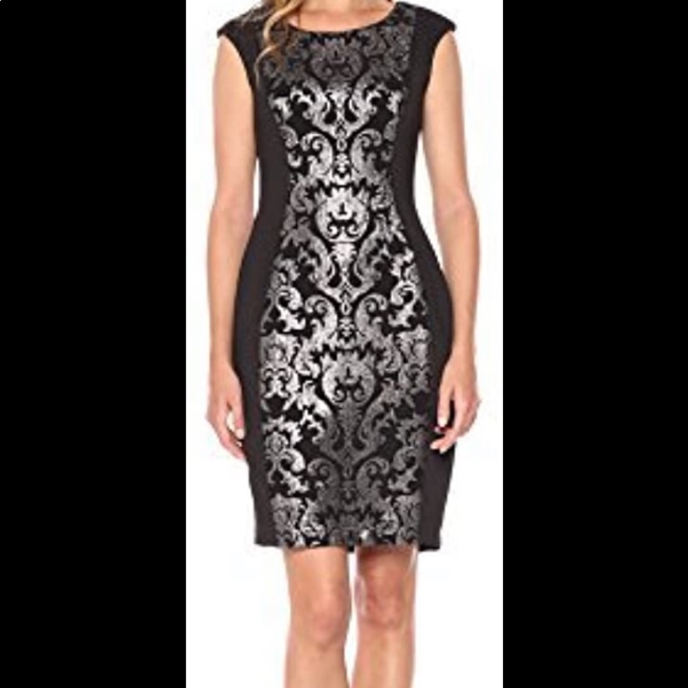 Jax black and silver brocade cocktail dress